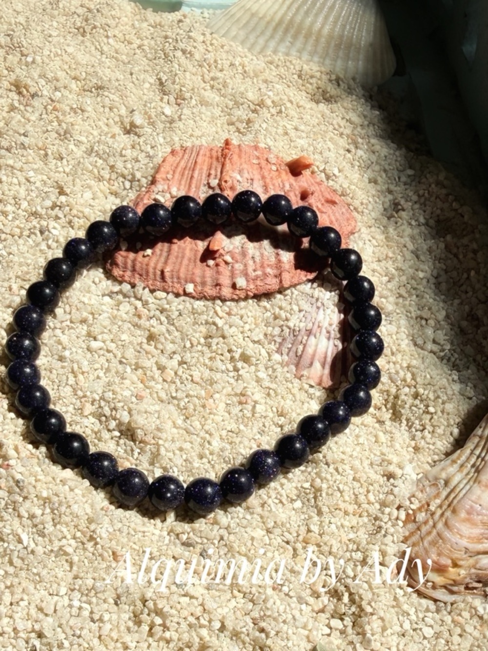 Alquimia Blue Goldstone Beaded Bracelet - Deep Navy Sparkle